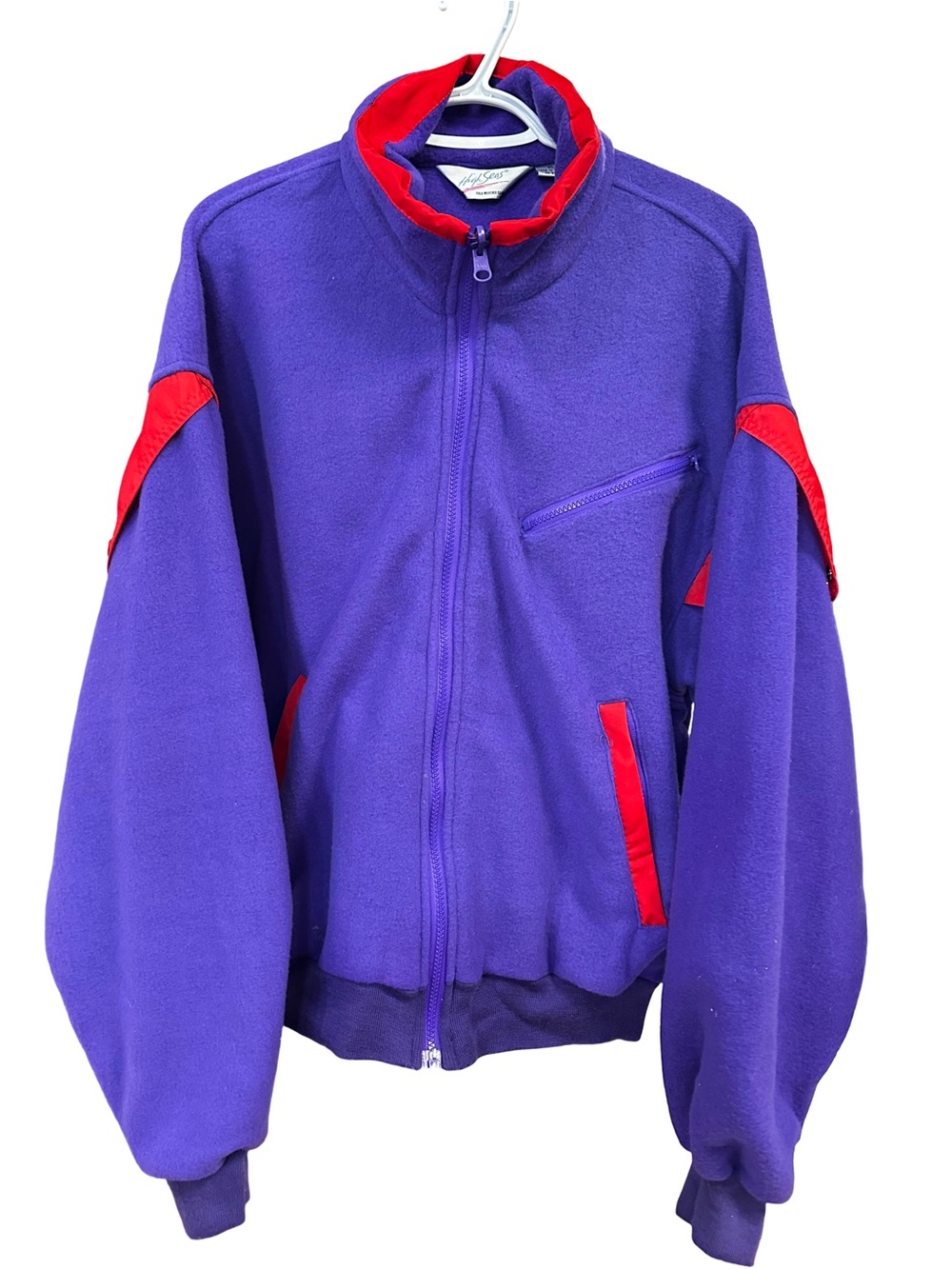 Vintage High Seas Fleece Jacket Purple Red Colorblock Size XL